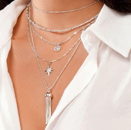 ChloBo Silver Bobble Chain Lucky Star Necklace - Image 2
