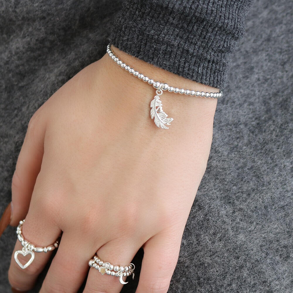 ChloBo Silver Cute Charm Feather Heart Bracelet - Image 4
