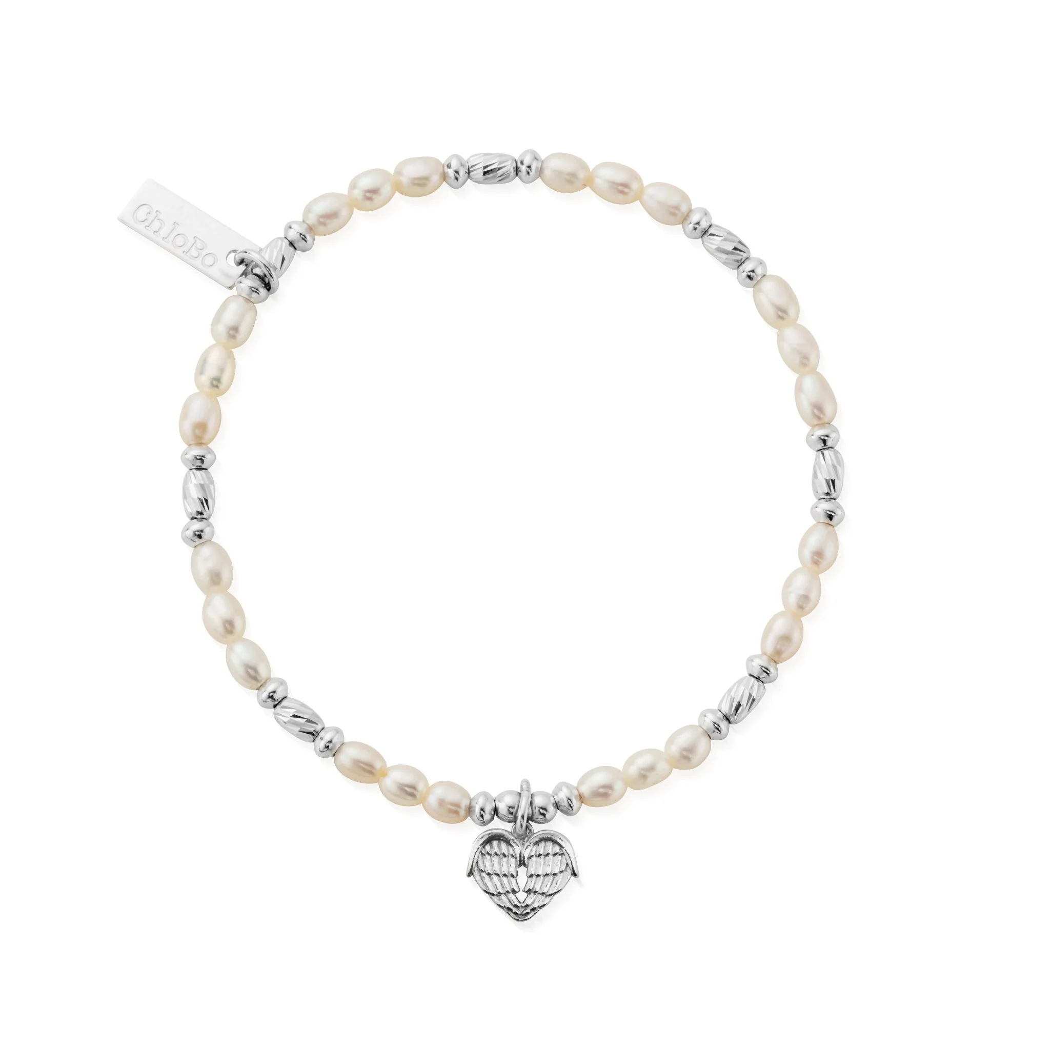 ChloBo Silver and Pearl Heart Of Love Bracelet