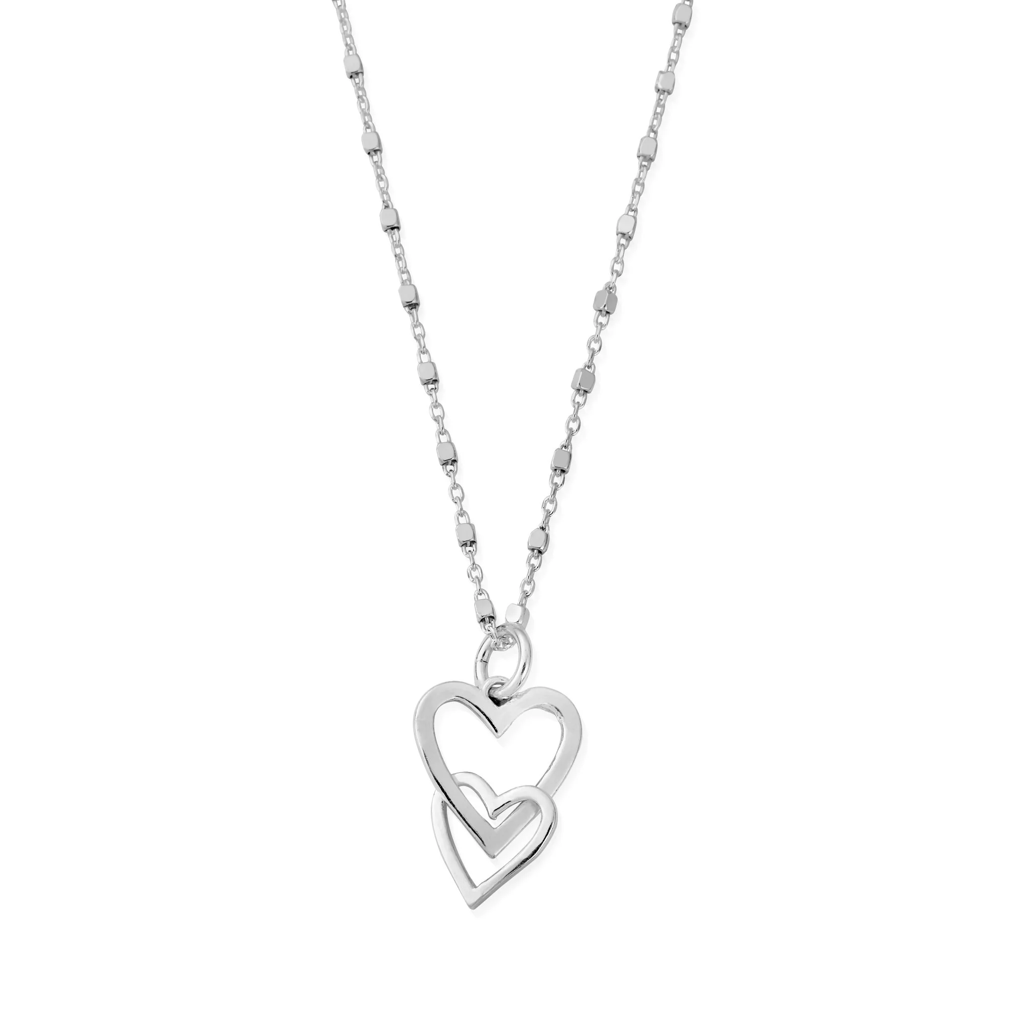 Chlobo Silver Interlocking Love Heart Necklace