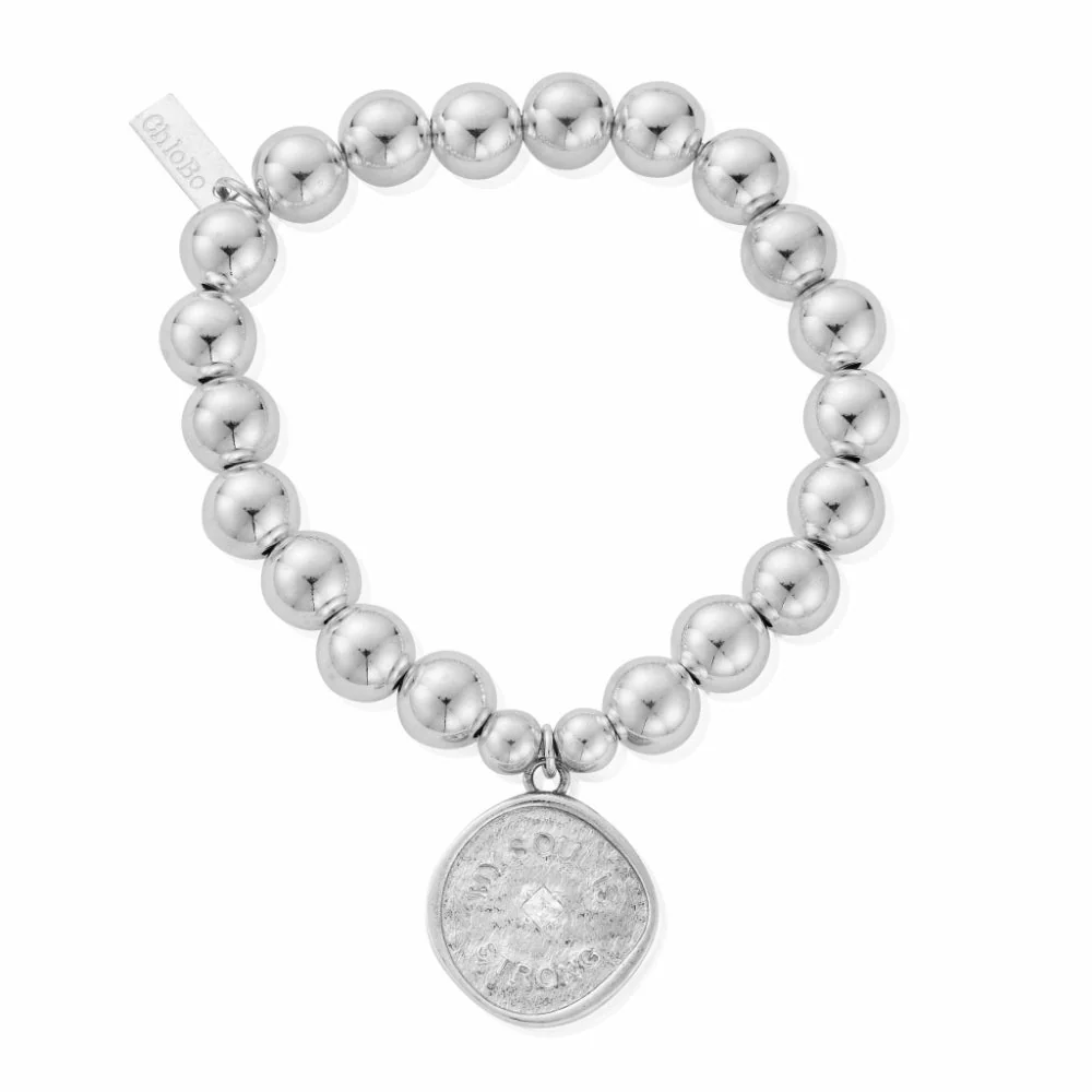 ChloBo Silver Medium Ball My Soul Is Strong Bracelet