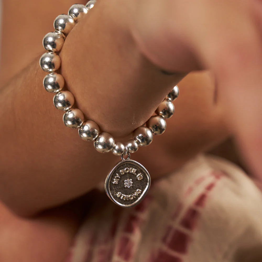 ChloBo Silver Medium Ball My Soul Is Strong Bracelet - Image 2