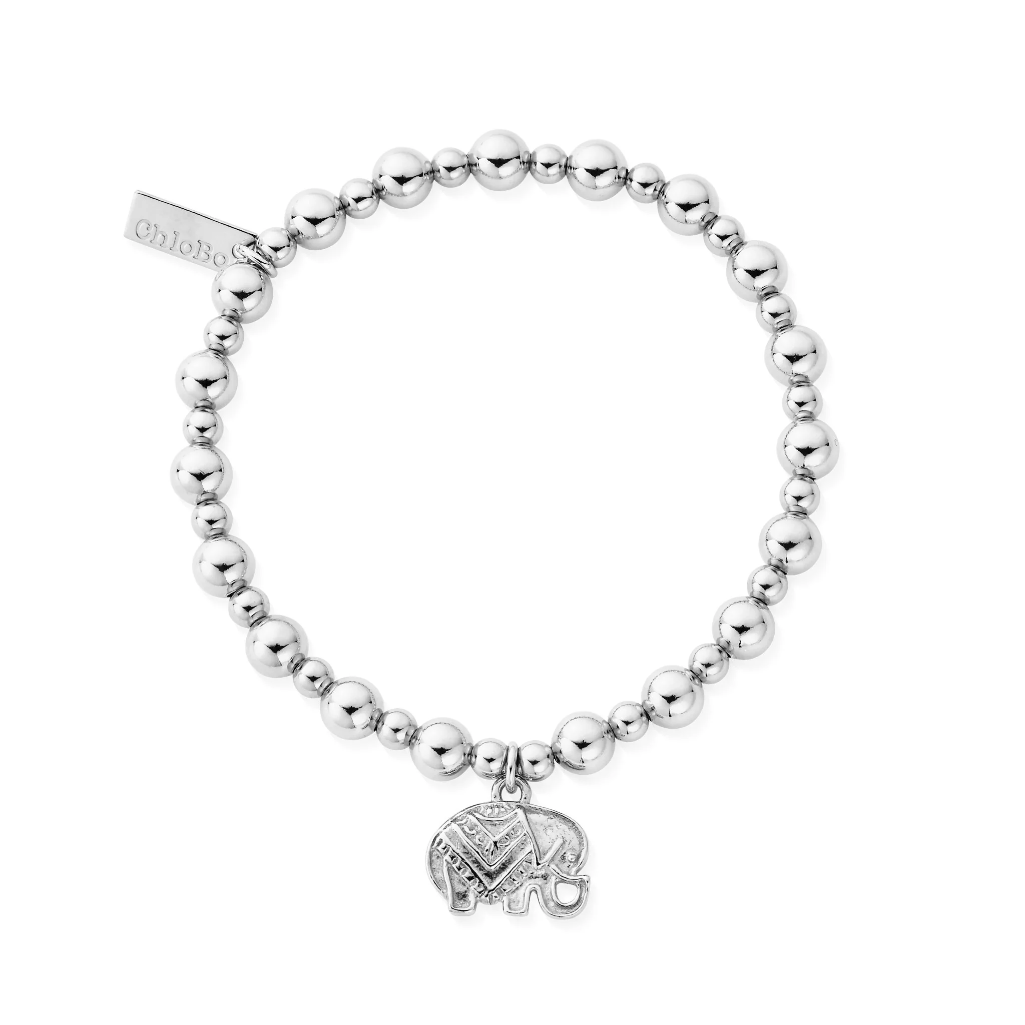 Chlobo Silver Mini Small Ball Elephant Bracelet