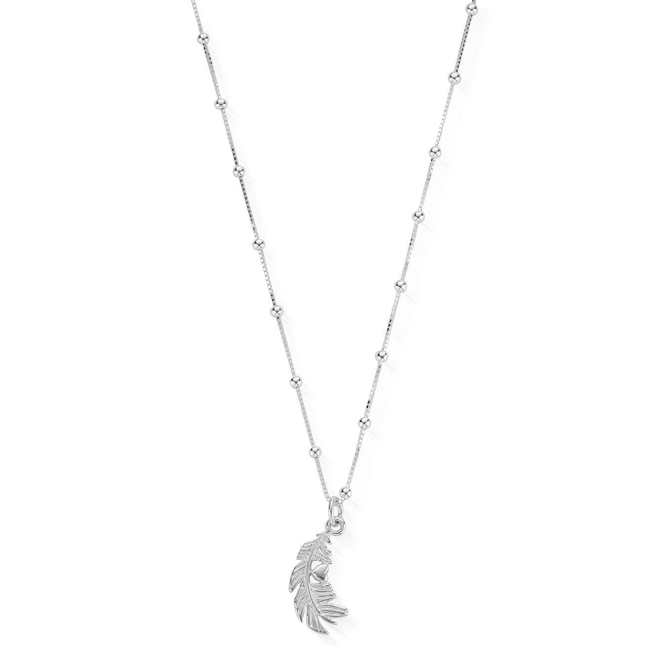ChloBo Silver Feather Heart Pendant Newbie Necklace