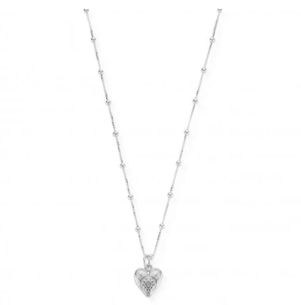 ChloBo Silver Newbie Patterned Heart Necklace