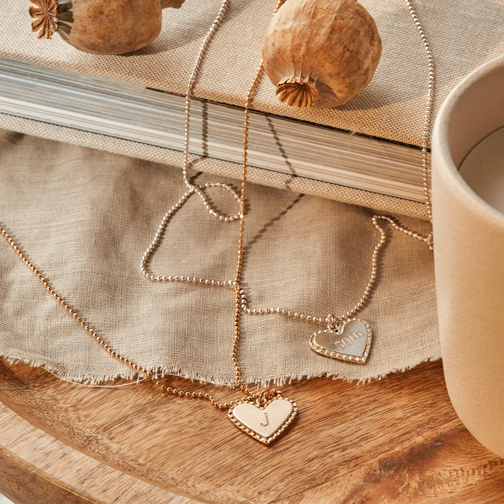 ChloBo Silver Personalised Diamond Cut Adjustable Double Heart Necklace - Image 2