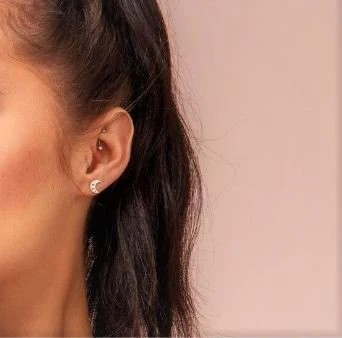 ChloBo Silver Starry Moon Stud Earrings - Image 3