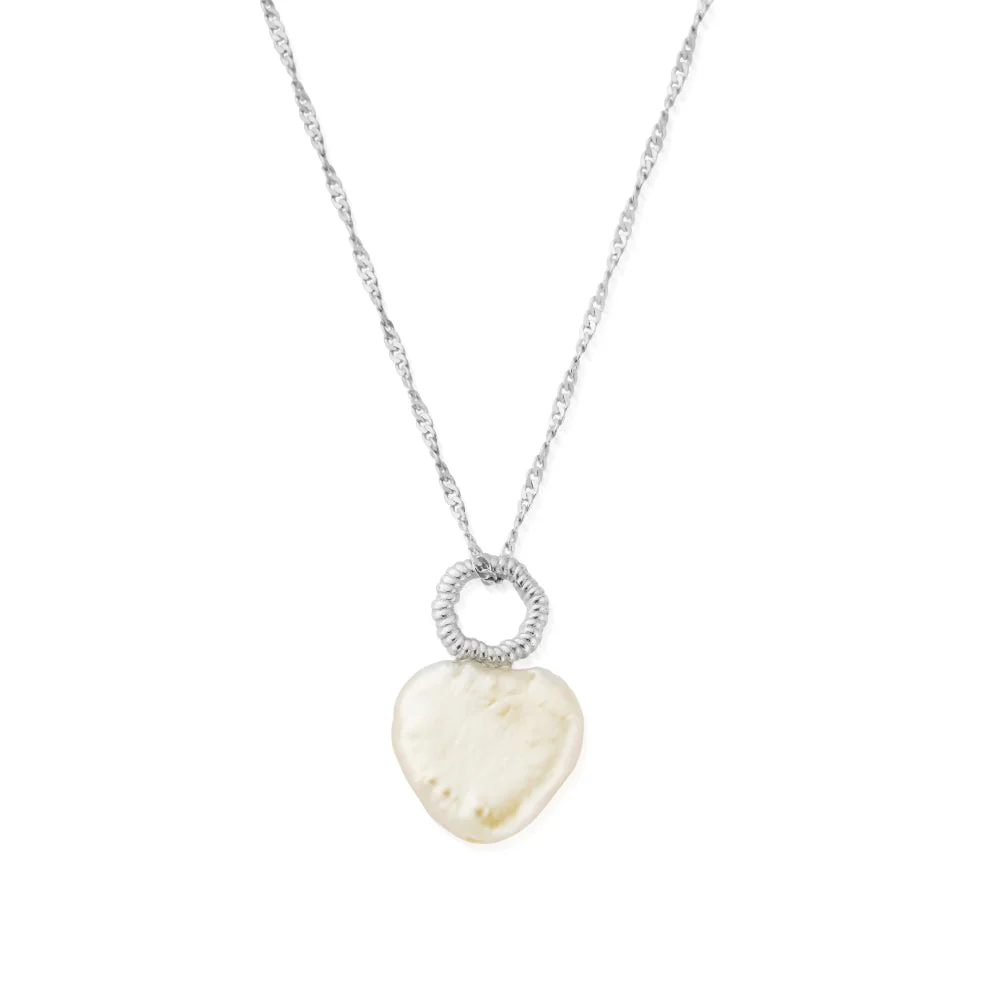 ChloBo Silver Tiny Twisted Rope Chain Lucky Pearl Necklace