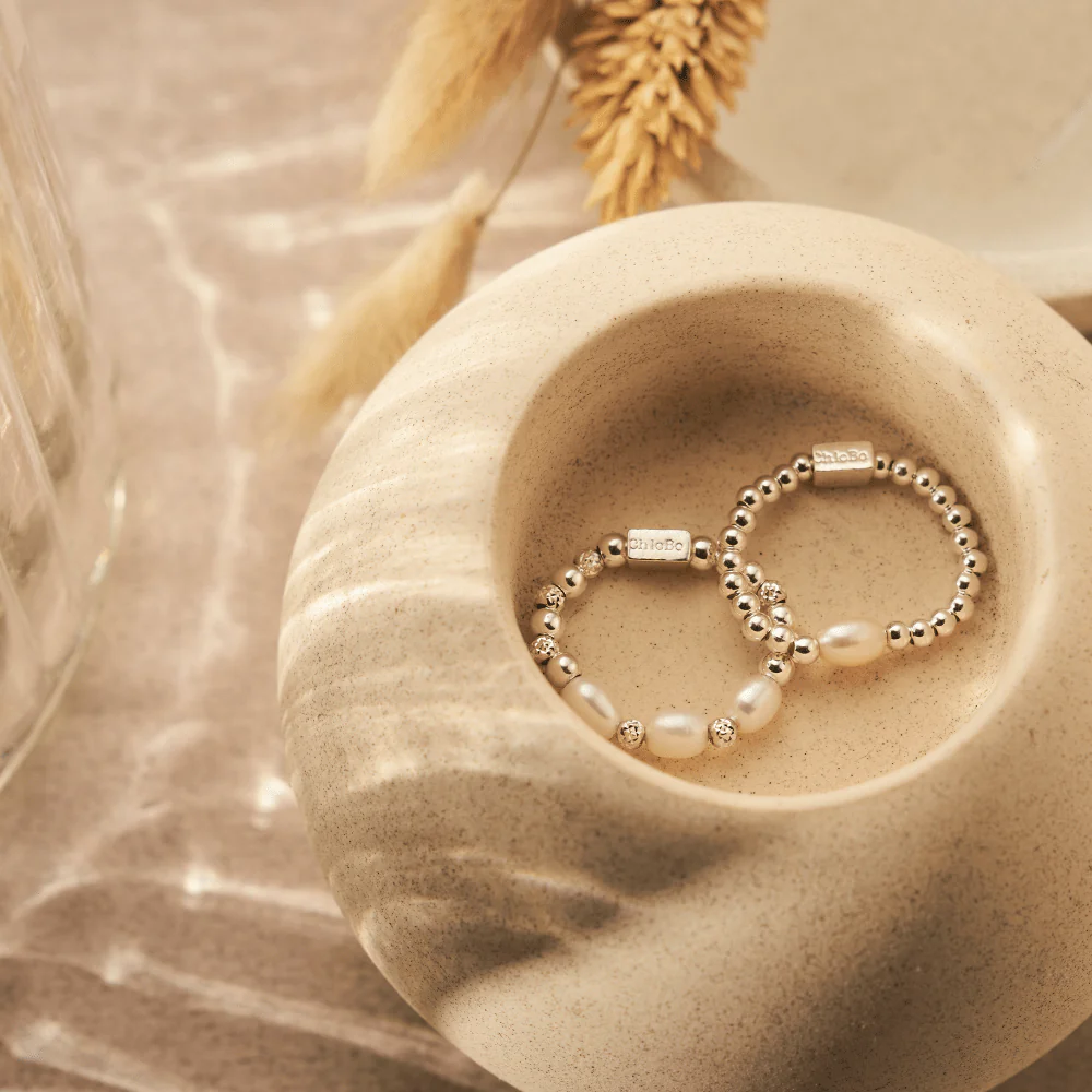 Chlobo Silver Triple Pearl Ring - Image 2