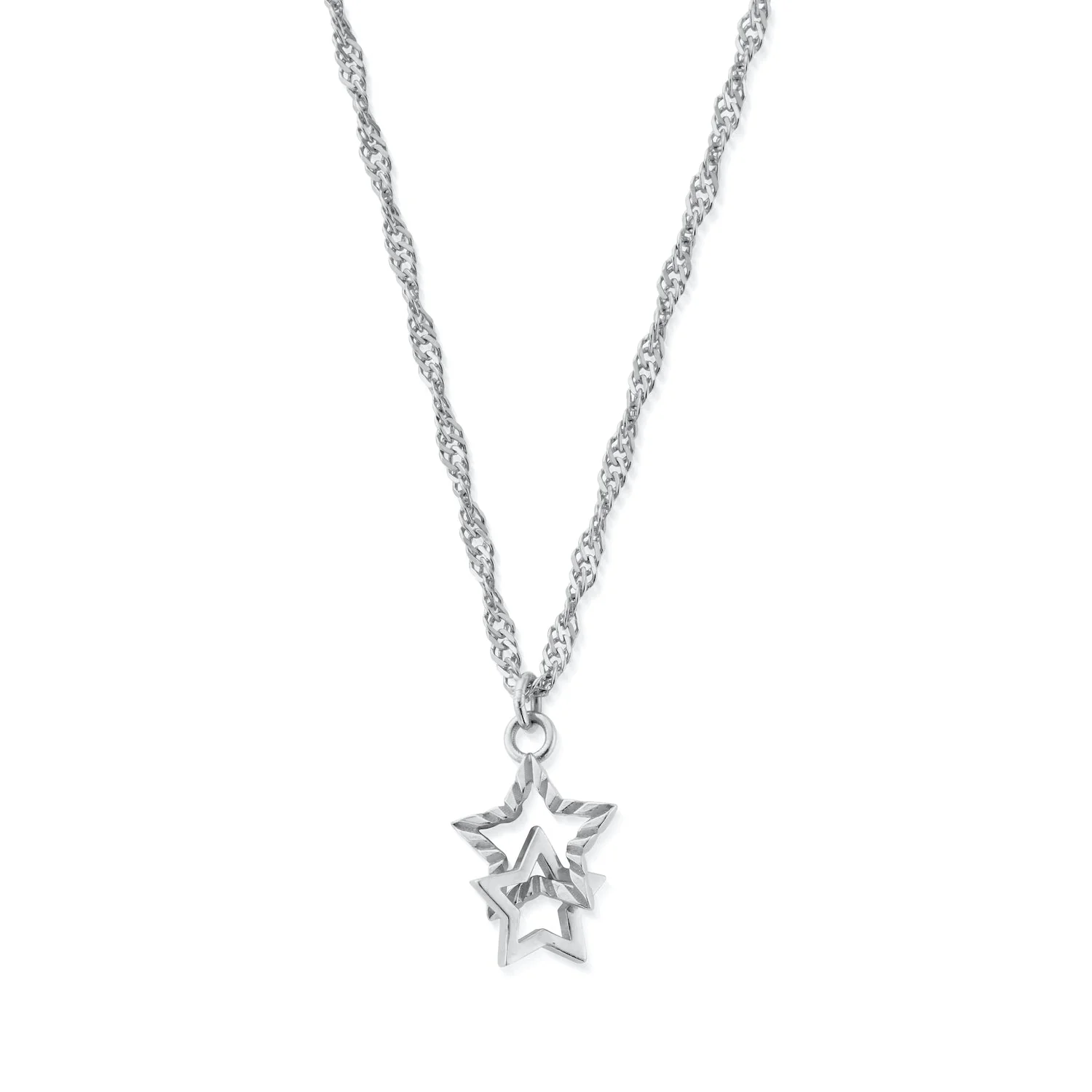 ChloBo Silver Twisted Rope Chain Interlocking Star Necklace