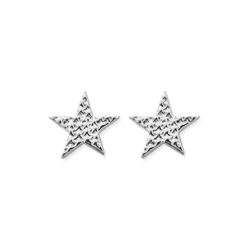ChloBo Silver Sparkle Star Stud Earrings