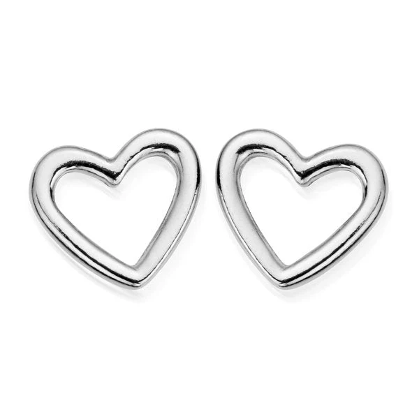 ChloBo Silver Stud Open Heart Earrings