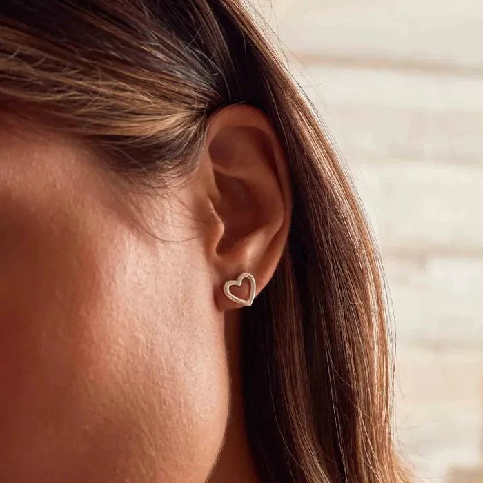 ChloBo Silver Stud Open Heart Earrings - Image 2