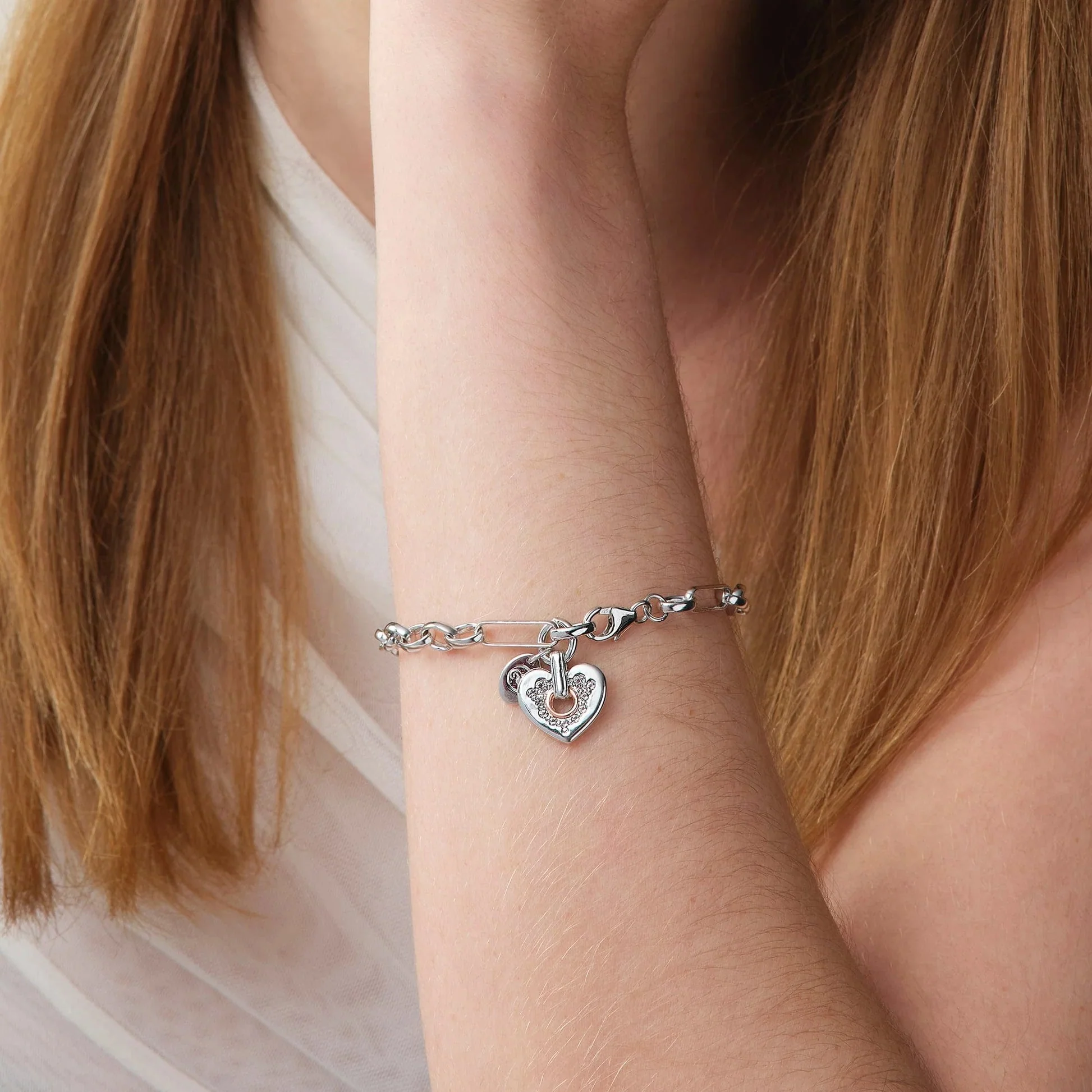 Clogau Cariad Sparkle Silver Figaro Bracelet - Image 2