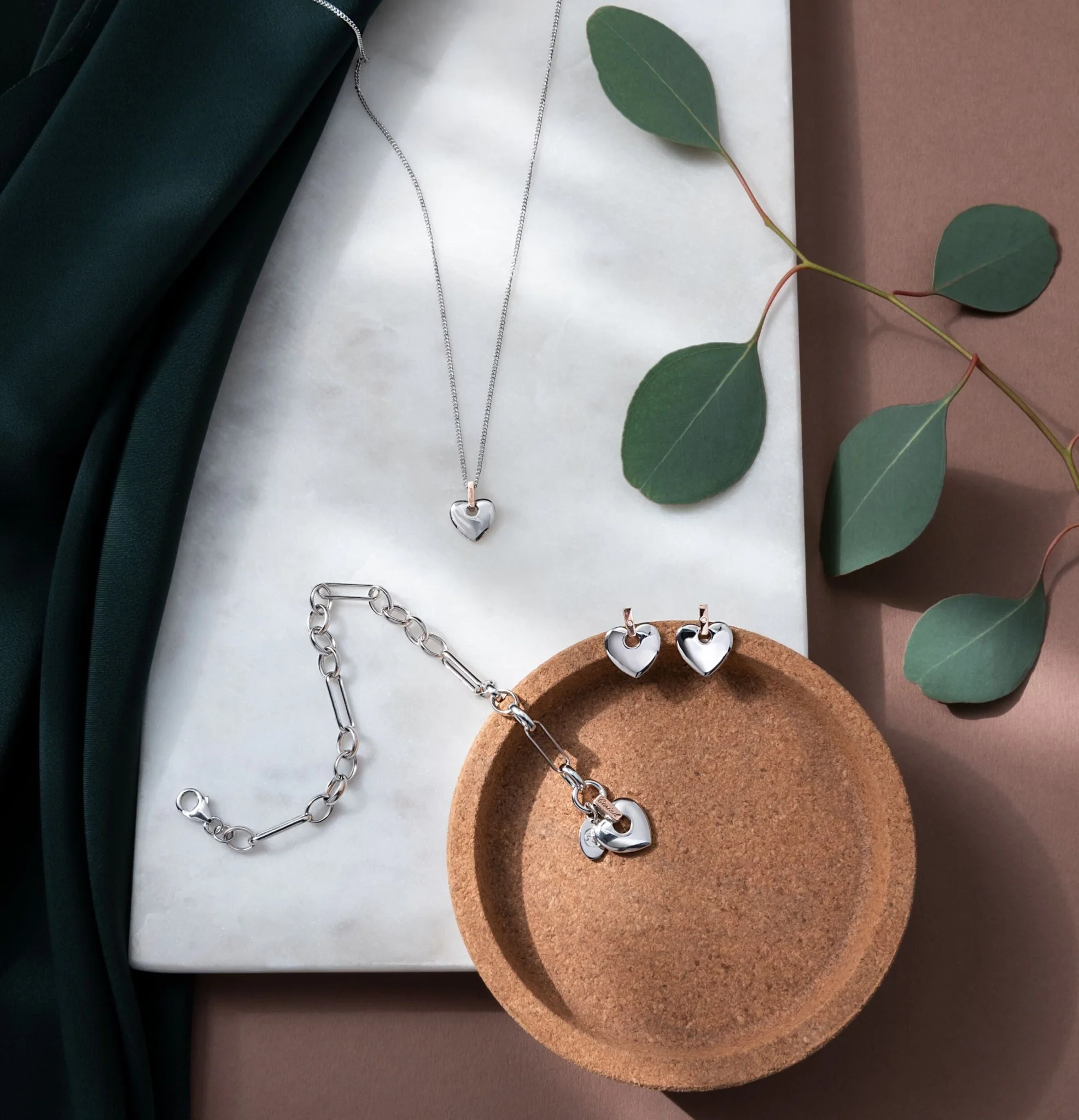 Clogau Cariad Silver Heart Diamond Stud Earrings - Image 3