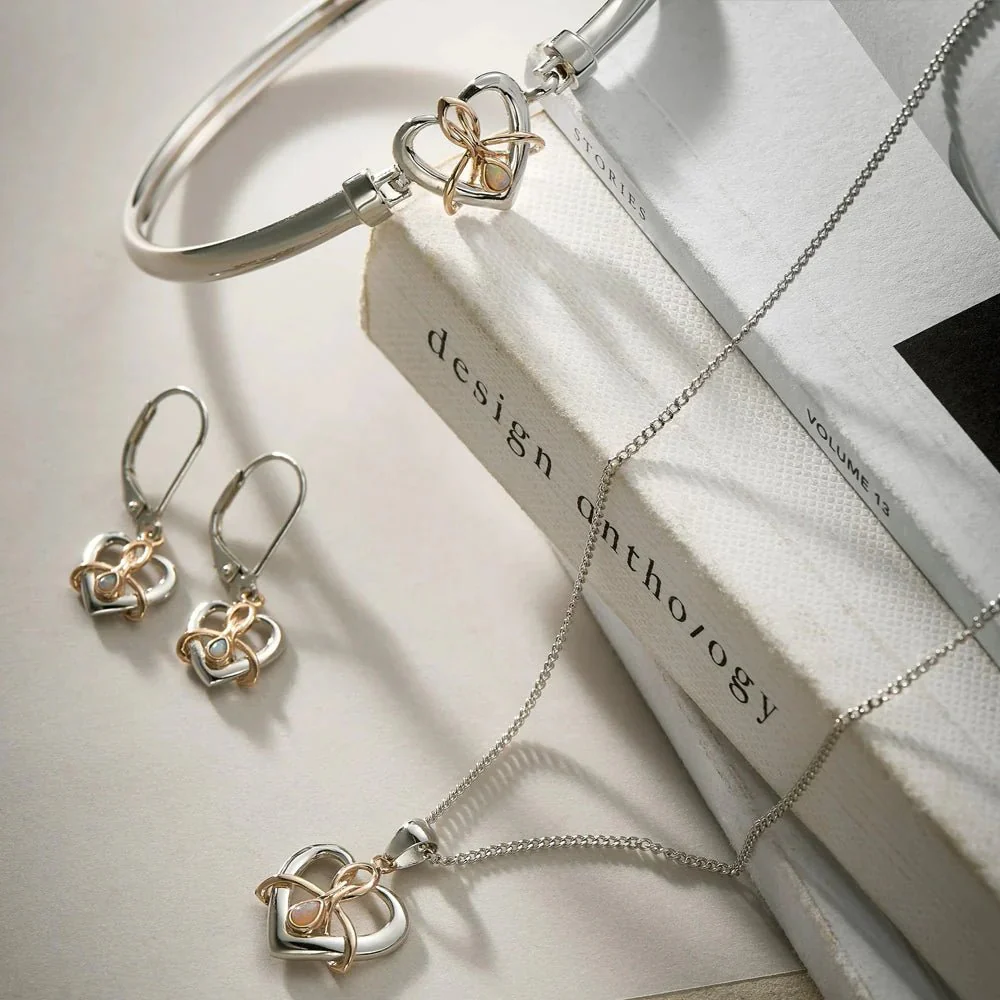 Clogau Dwynwen Opal and Silver Drop Earrings - Image 4