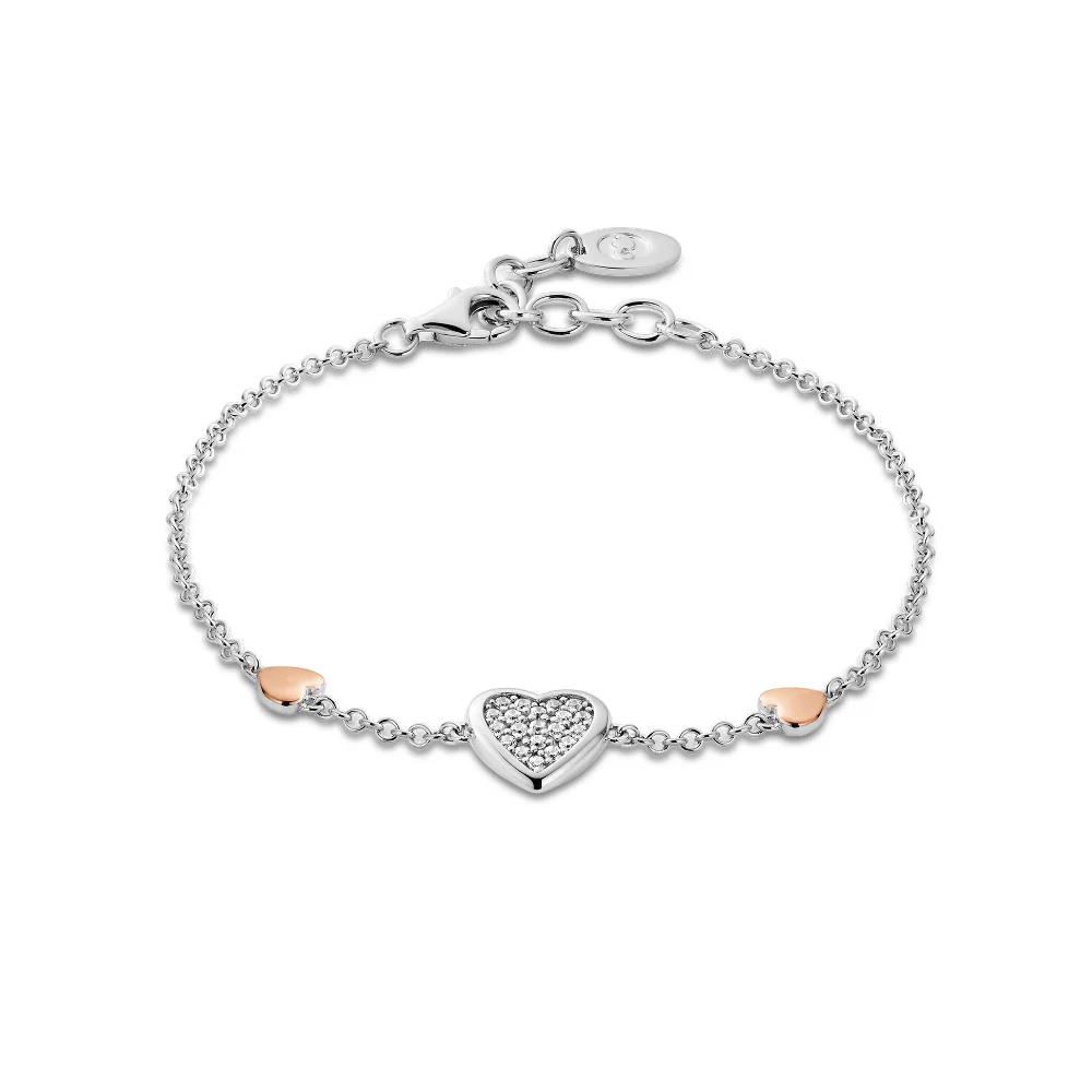 Clogau Silver Forever Yours Swarovski Zirconia Love Heart Bracelet