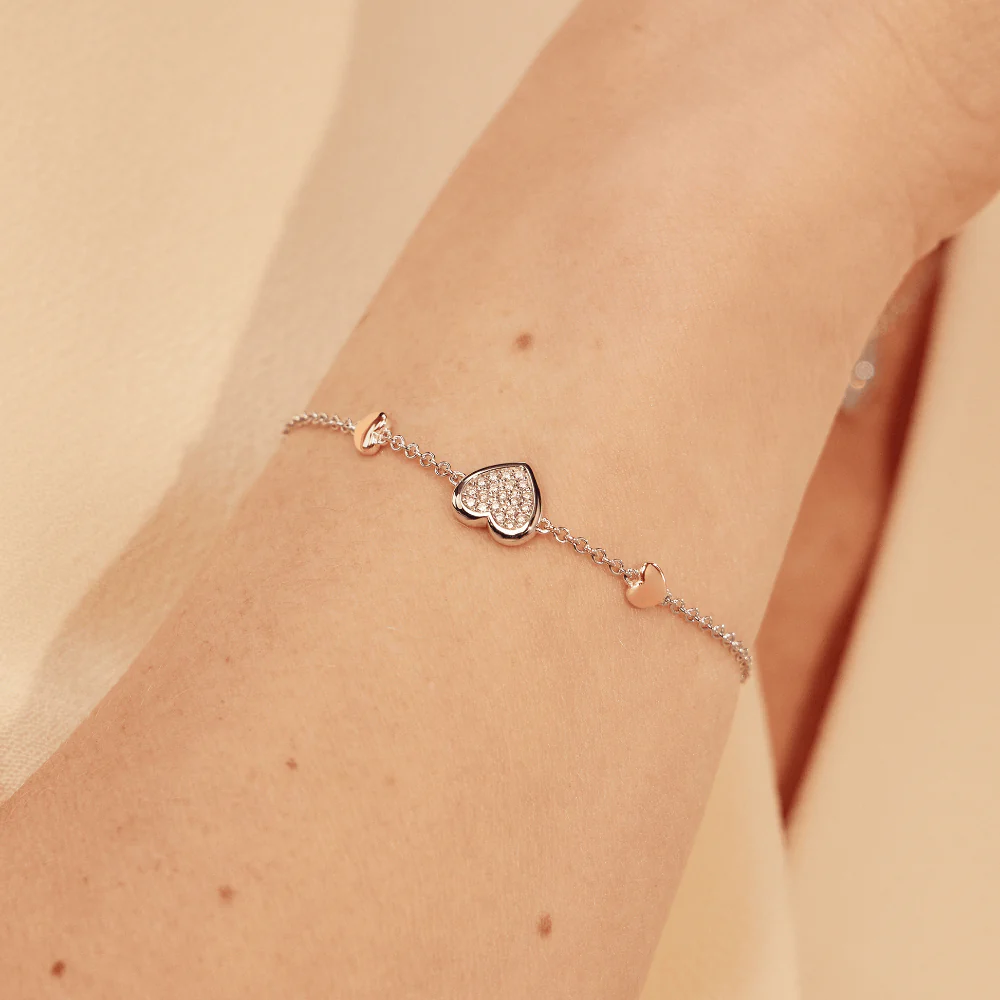 Clogau Silver Forever Yours Swarovski Zirconia Love Heart Bracelet - Image 3