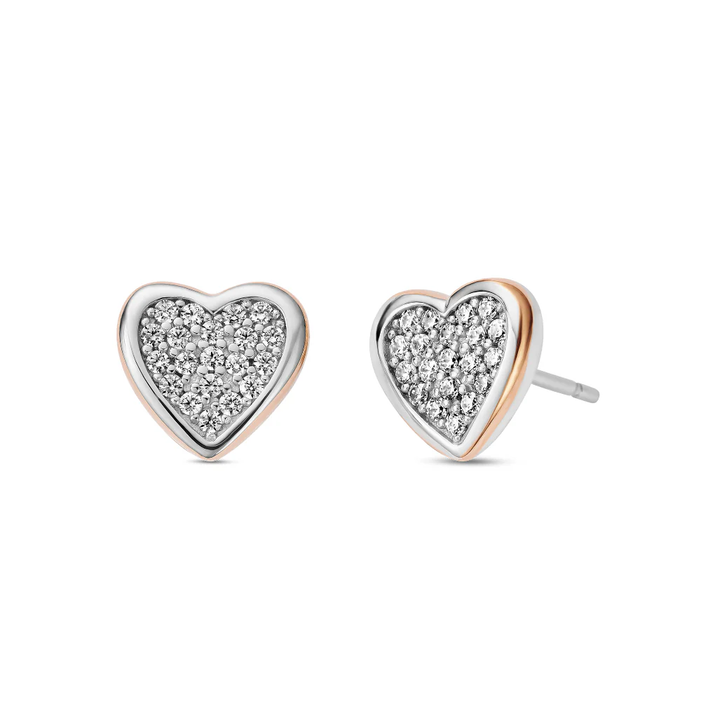 Clogau Silver Forever Yours Swarovski Zirconia Love Heart Earrings