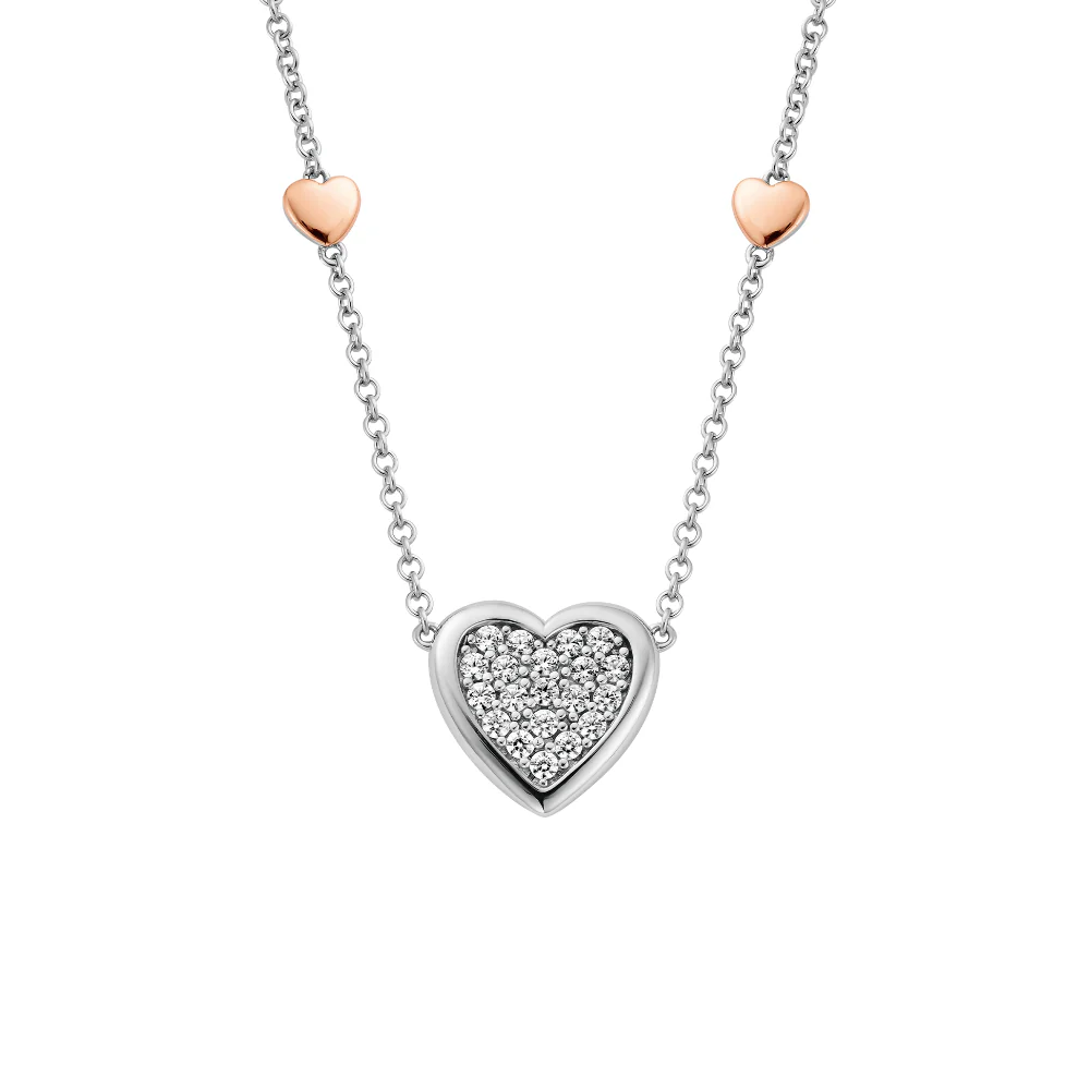 Clogau Silver Forever Yours Swarovski Zirconia Love Heart Necklace