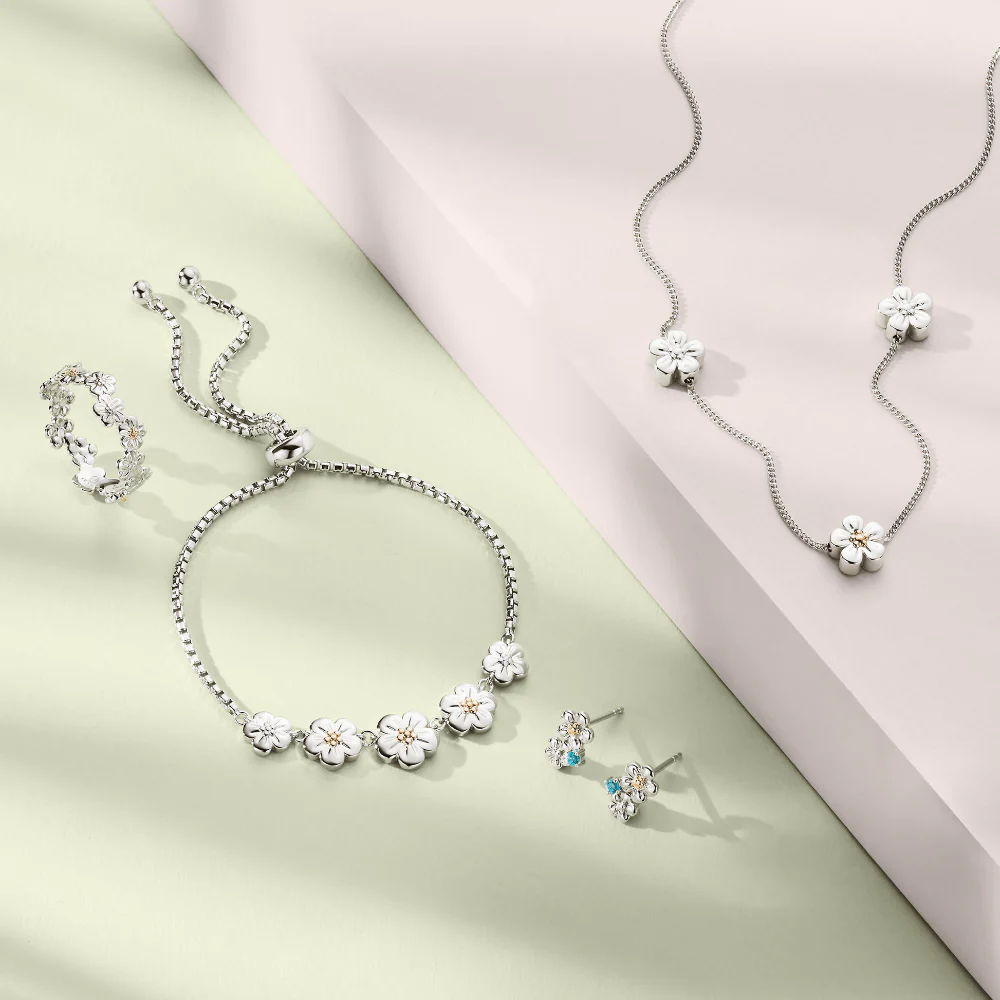 Clogau Silver Nature's Wonder Forget-Me-Not Cluster Stud Earrings - Image 3