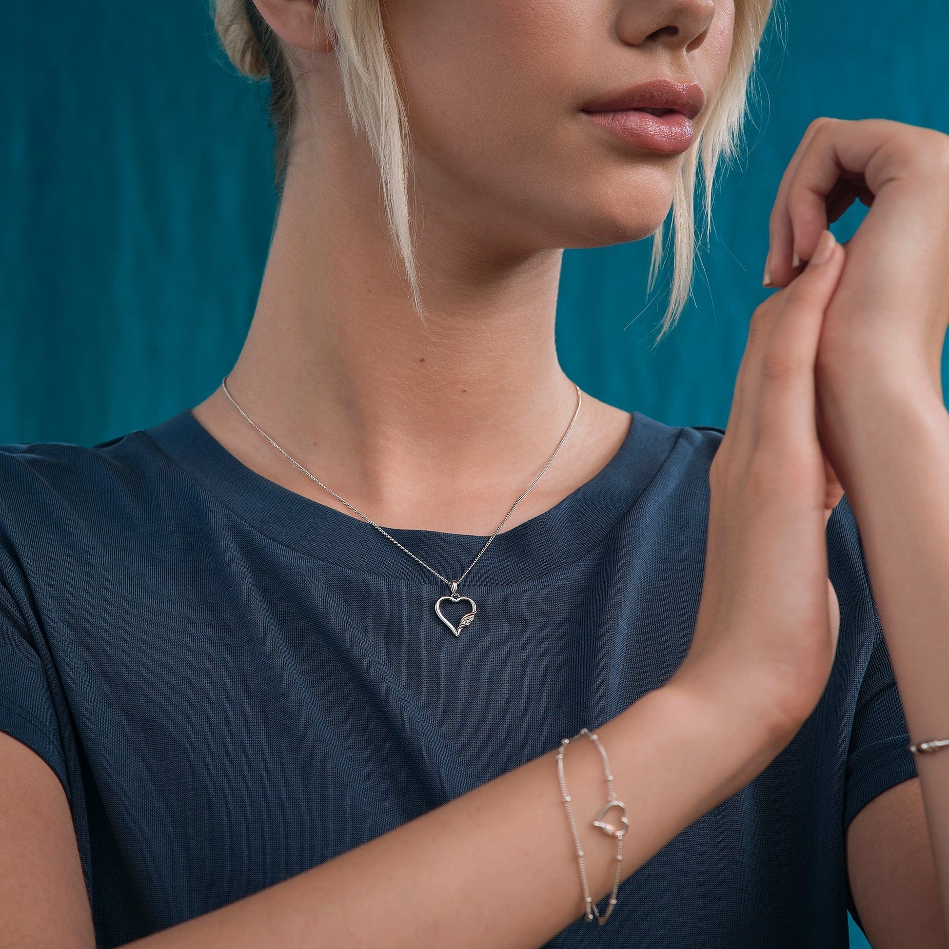 Clogau Past Present Future Silver Heart Pendant Necklace - Image 2
