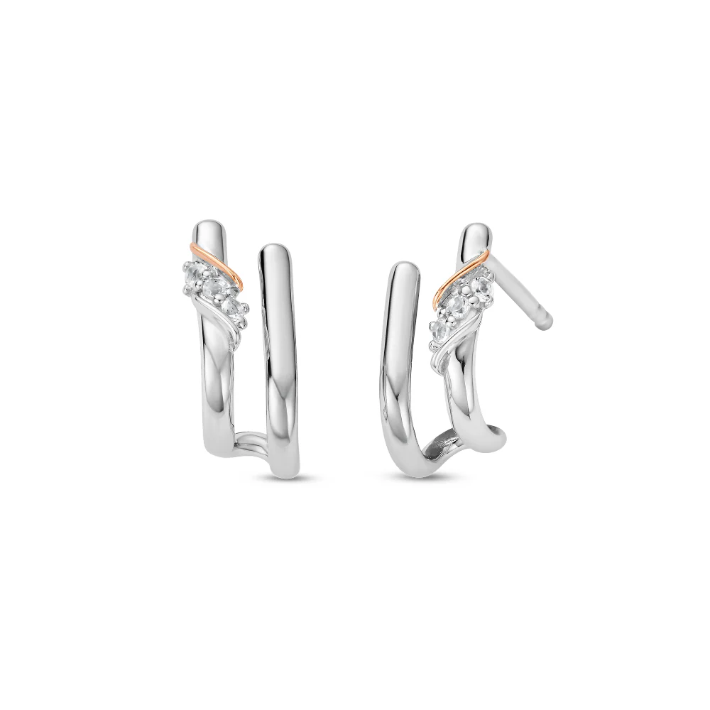 Clogau Silver Past Present Future Topaz Curve Stud Earrings