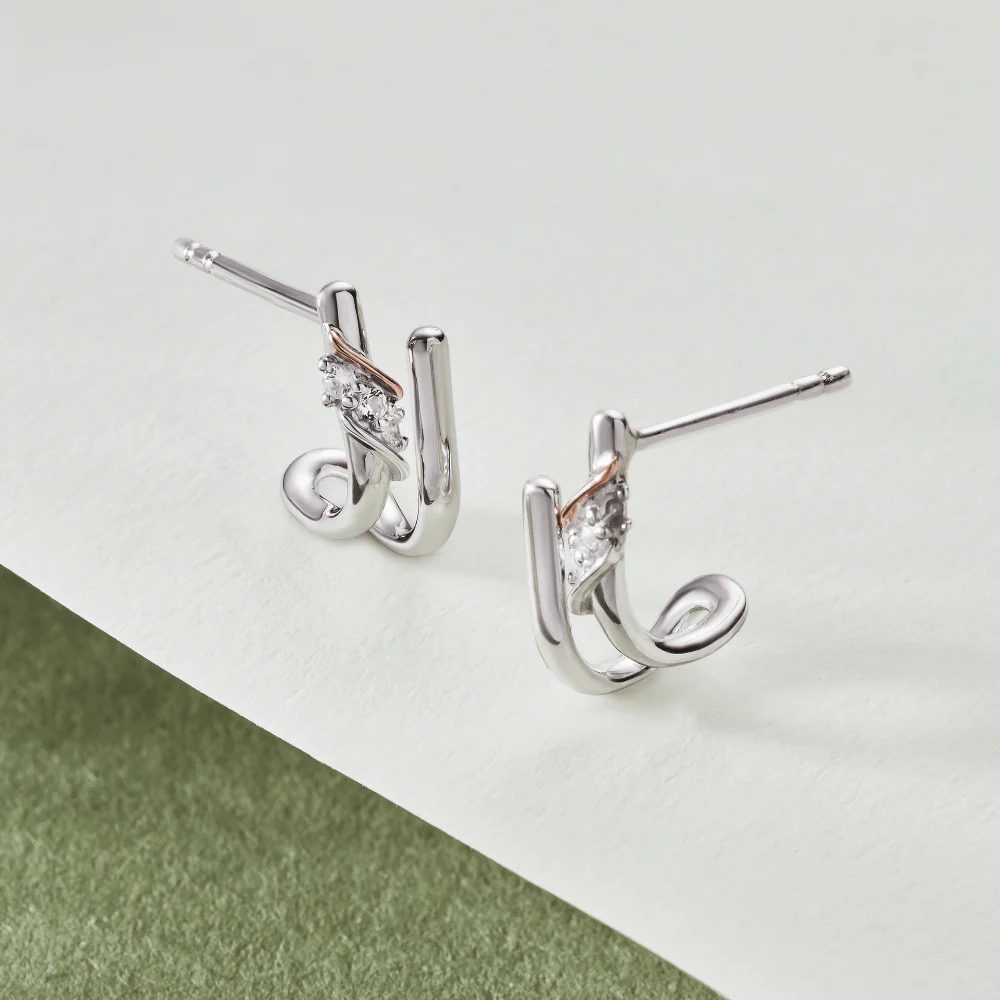 Clogau Silver Past Present Future Topaz Curve Stud Earrings - Image 2