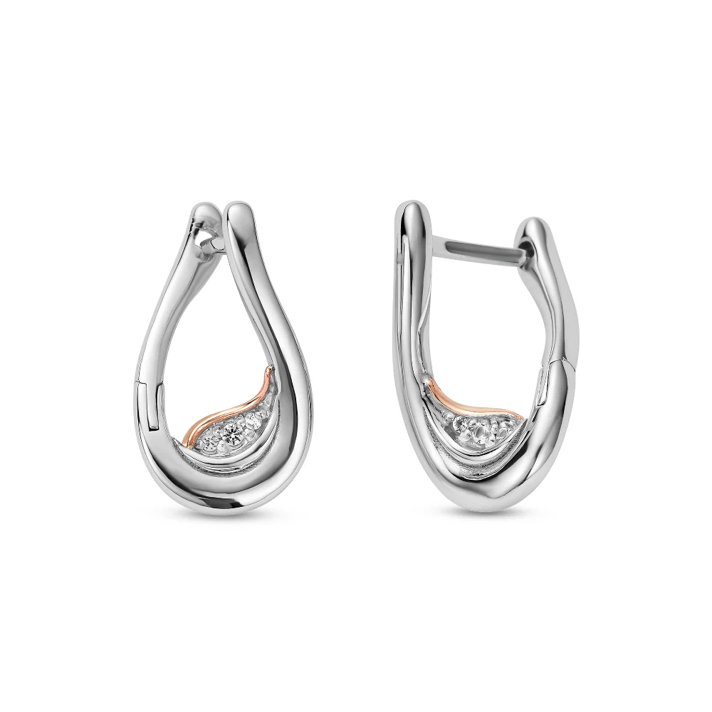Clogau Silver Past Present Future Topaz Twist Hoop Earrings