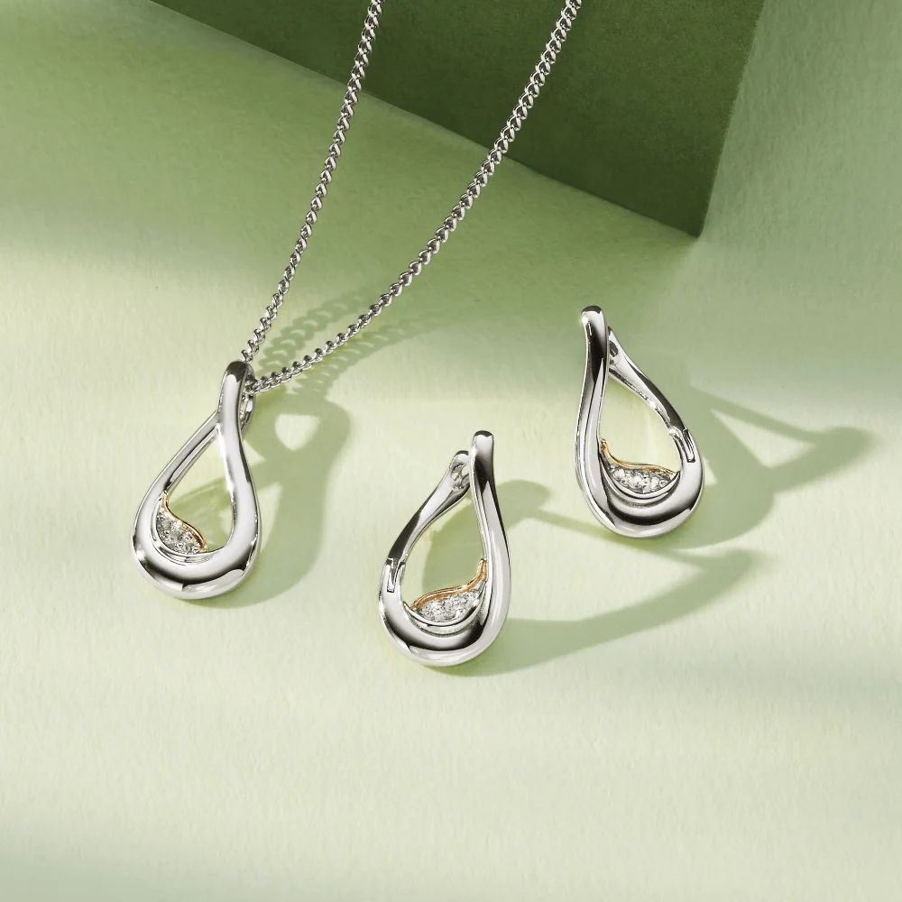 Clogau Silver Past Present Future Topaz Twist Hoop Earrings - Image 3
