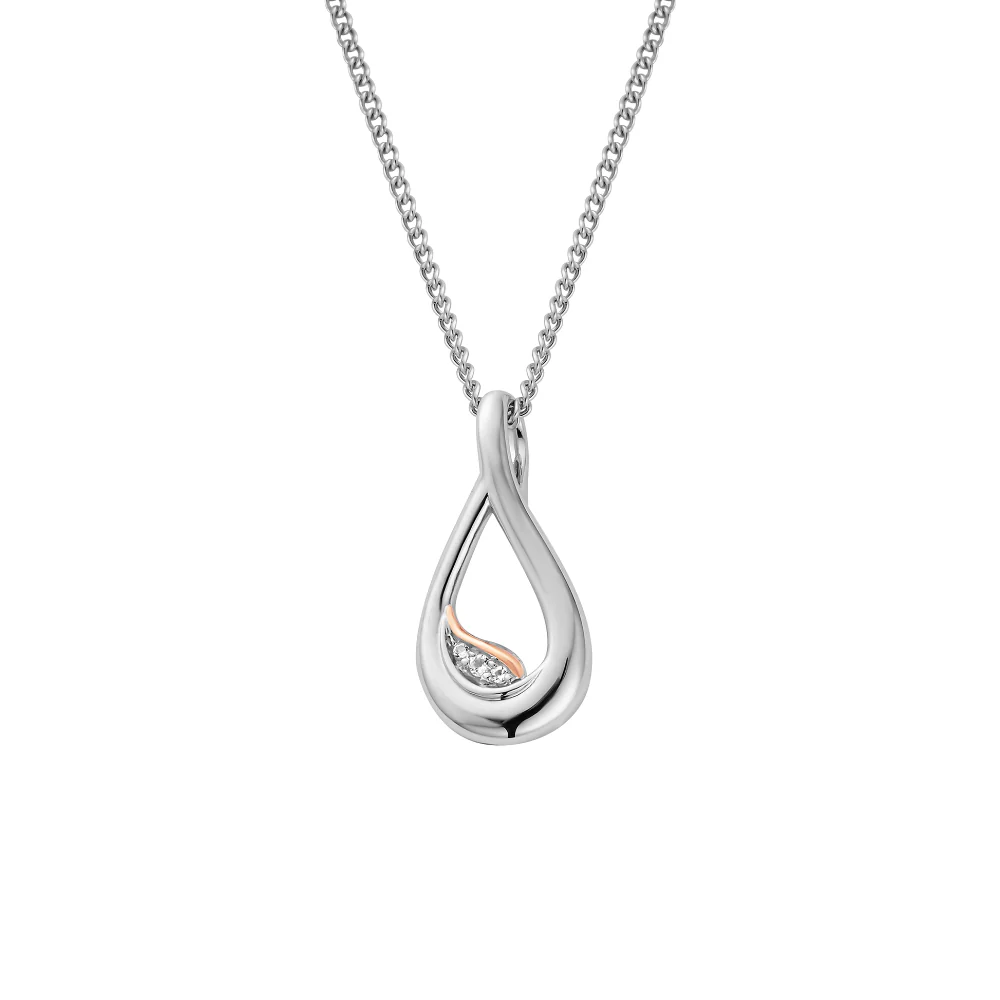 Clogau Silver Past Present Future Topaz Twist Pendant Necklace