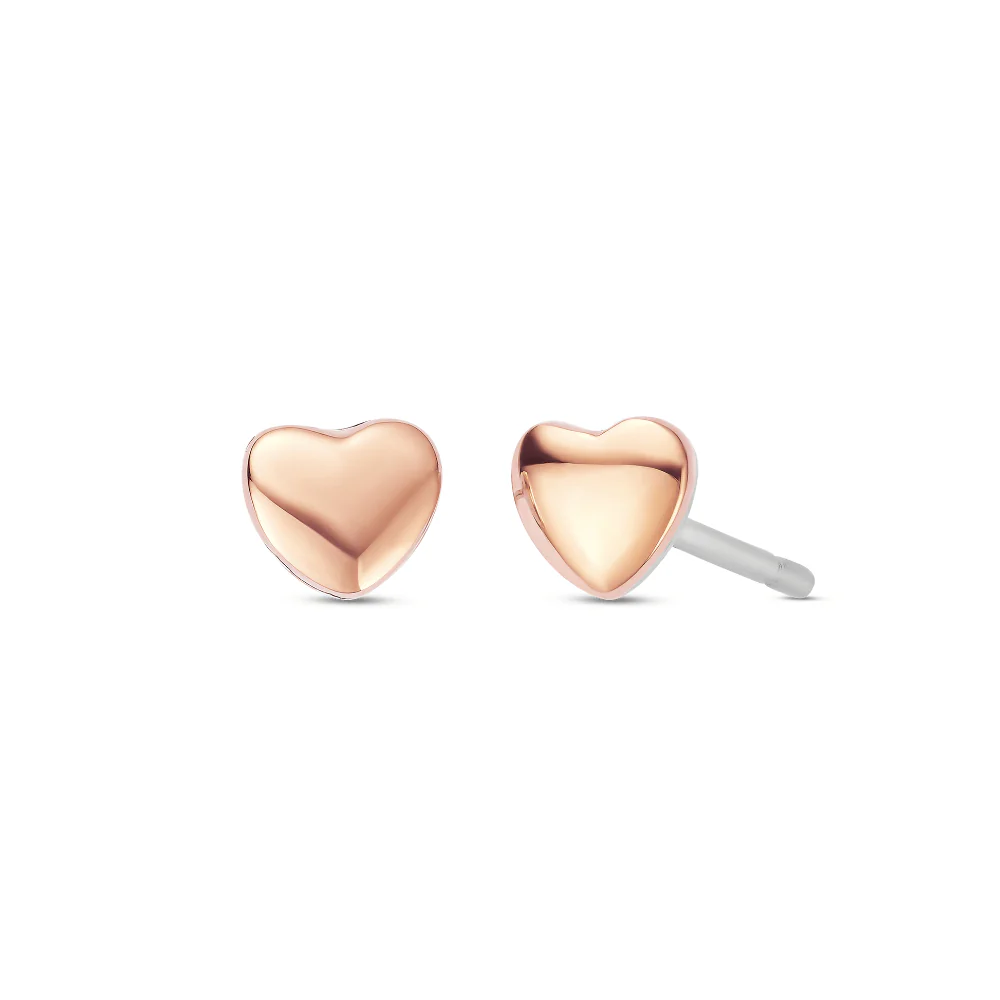 Clogau Silver & Rose Gold Forever Yours Love Heart Stud Earrings