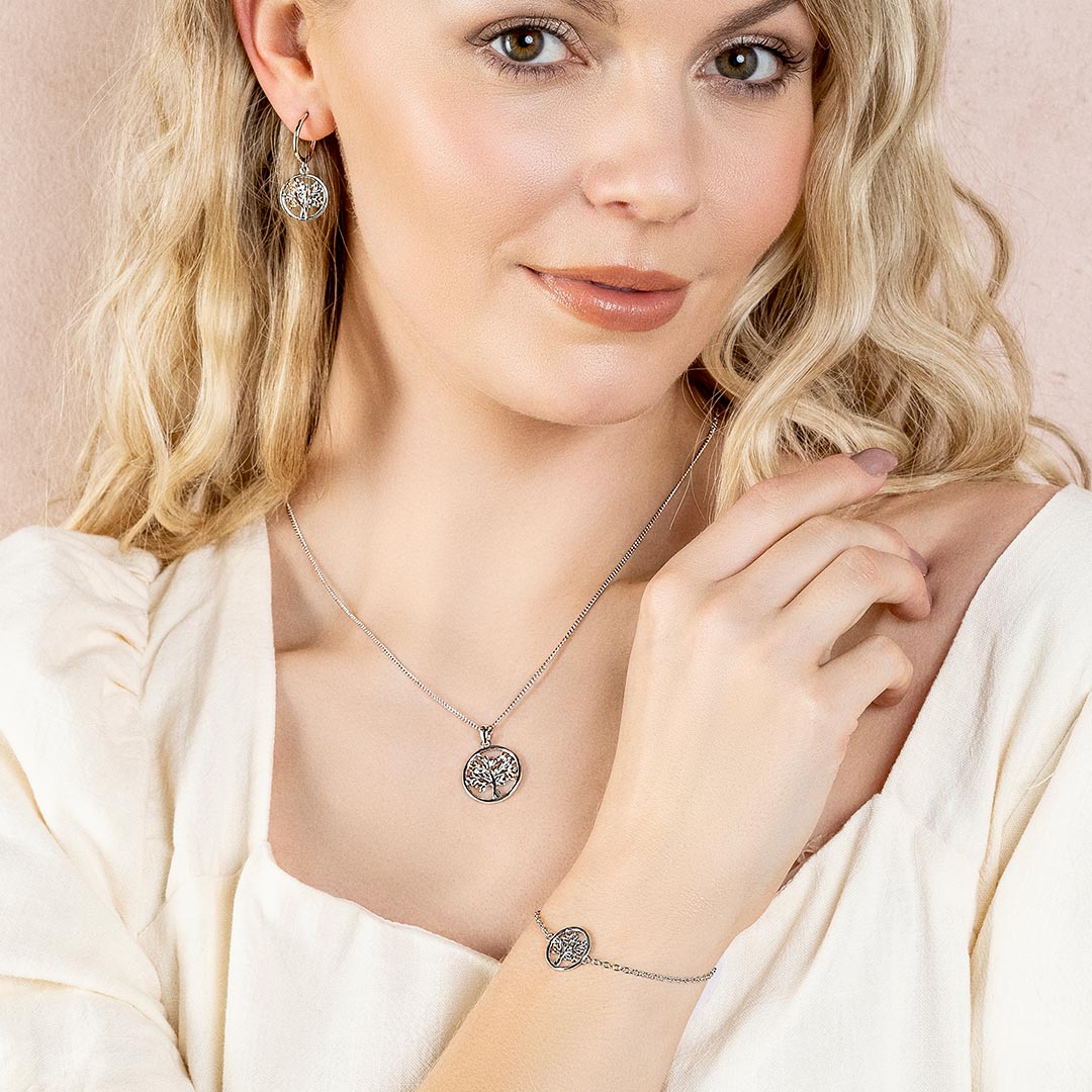 Clogau Silver Tree of Life Circle Pendant Necklace - Image 4