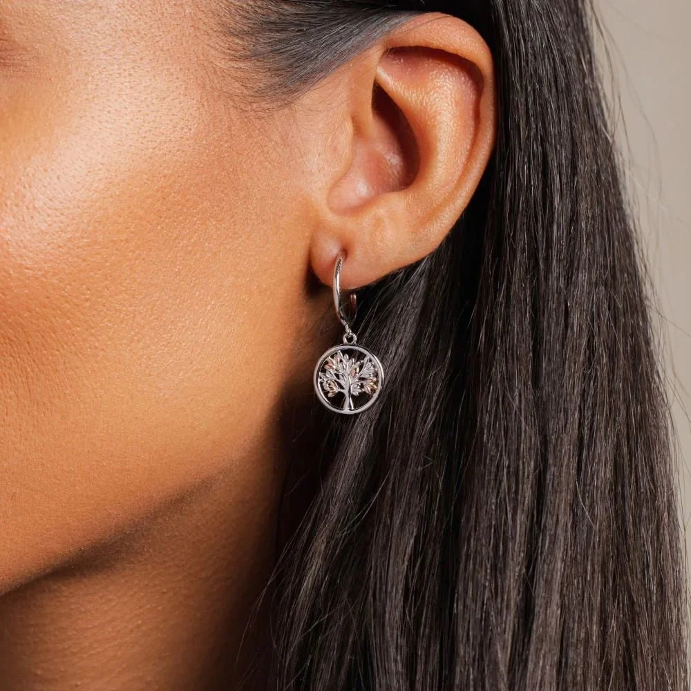 Clogau Silver Tree of Life Circle Drop Earrings - Image 2
