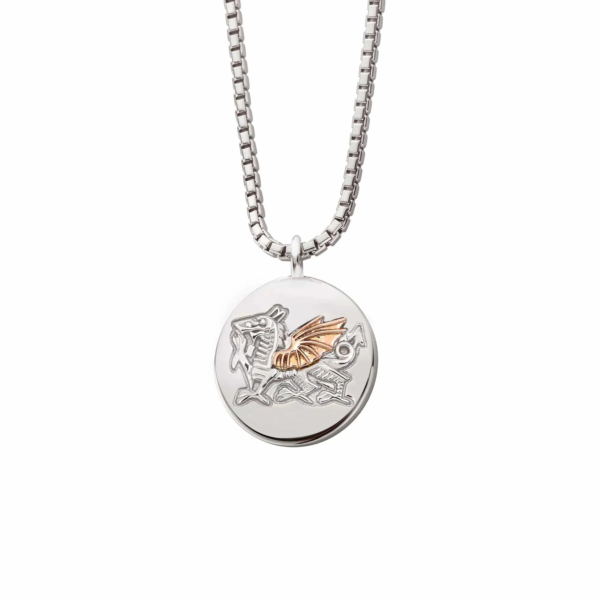 Clogau Silver Welsh Rugby Union and Dragon Pendant Necklace - Image 2