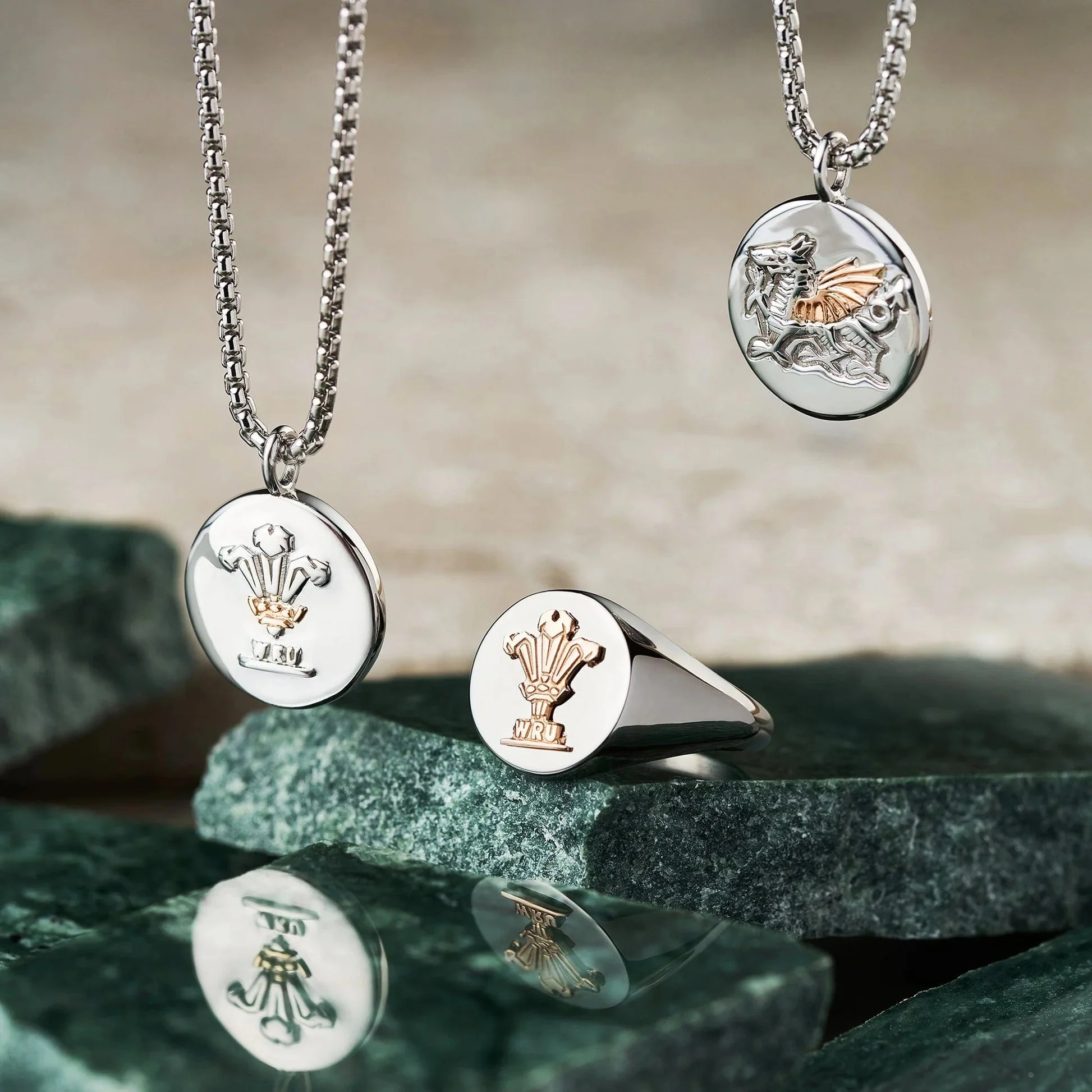 Clogau Silver Welsh Rugby Union and Dragon Pendant Necklace - Image 5