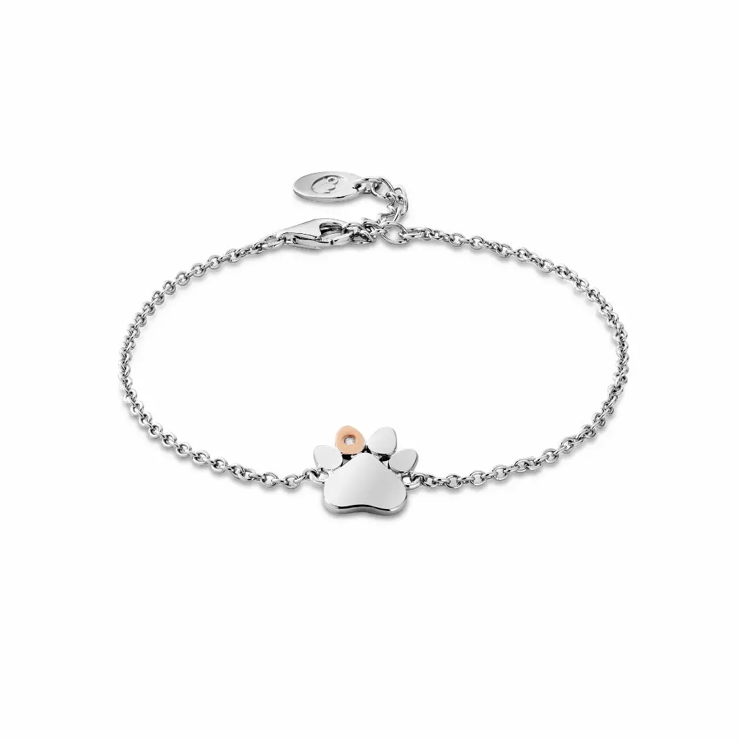 Clogau Silver Paw Print on My Heart Bracelet