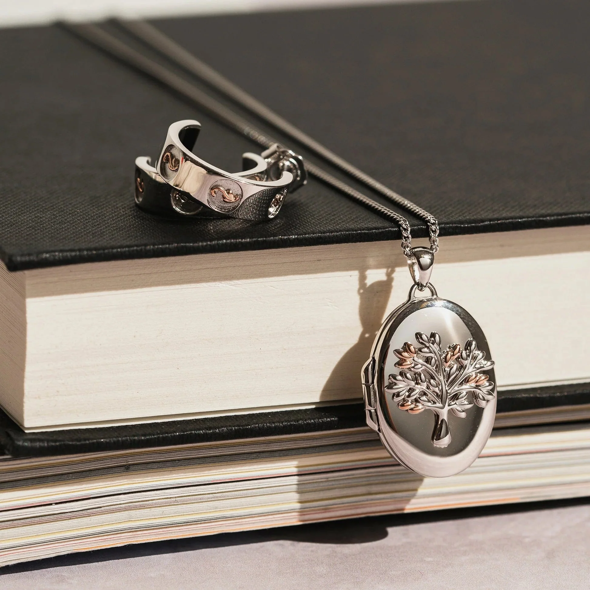 Clogau Tree of Life Insignia Silver Half-Hoop Earrings - Image 2