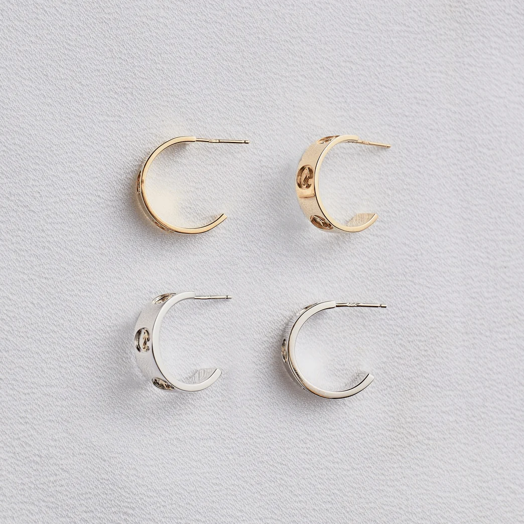 Clogau Tree of Life Insignia Silver Half-Hoop Earrings - Image 6