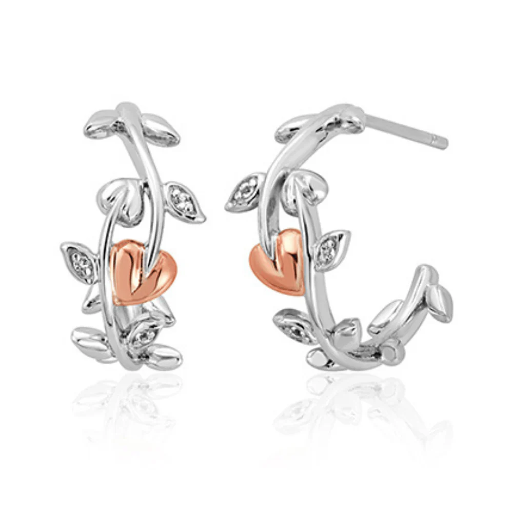 Clogau Vine of Life White Topaz Half Hoop Earrings