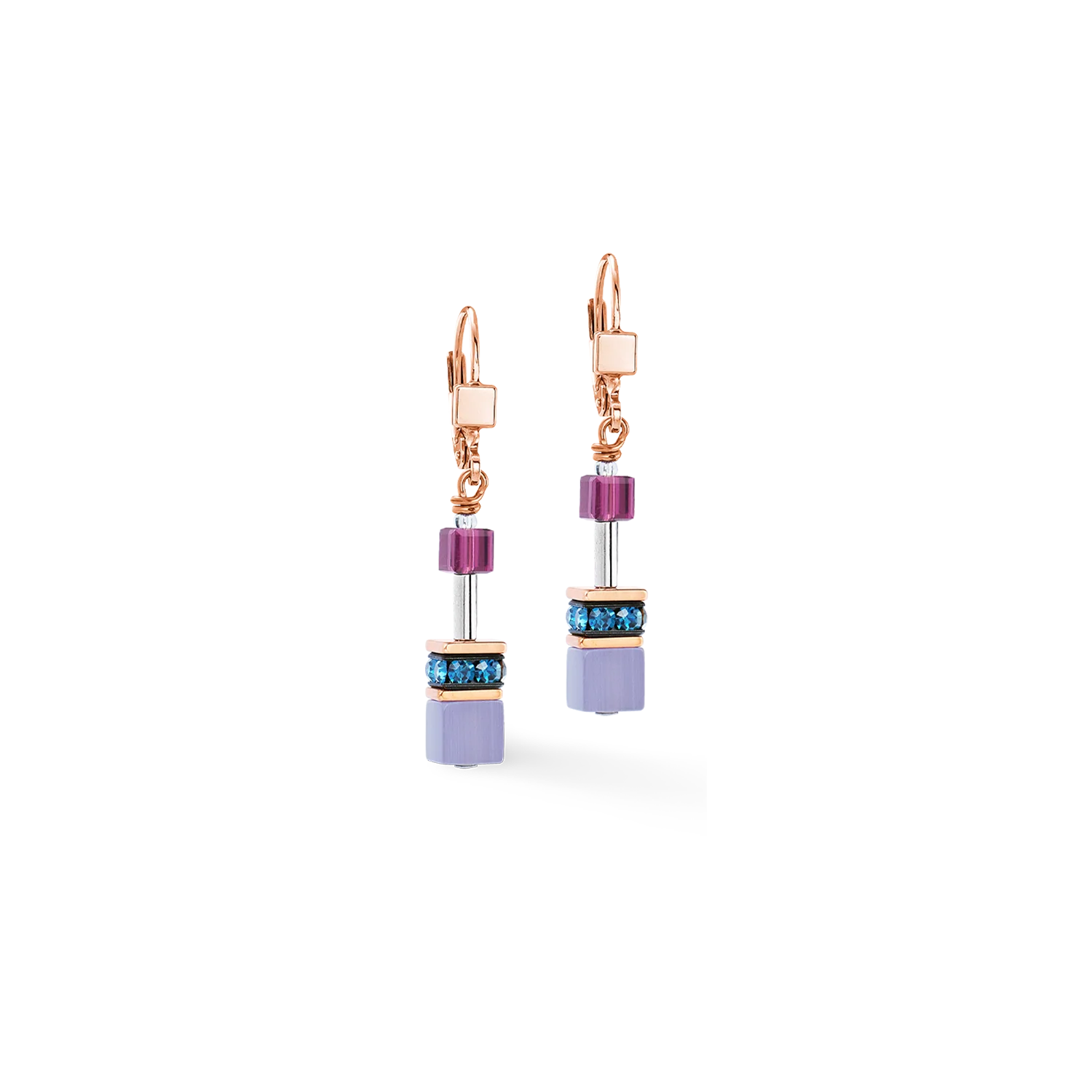 Coeur De Lion Rose Gold GeoCUBE Iconic Blue Moon Earrings