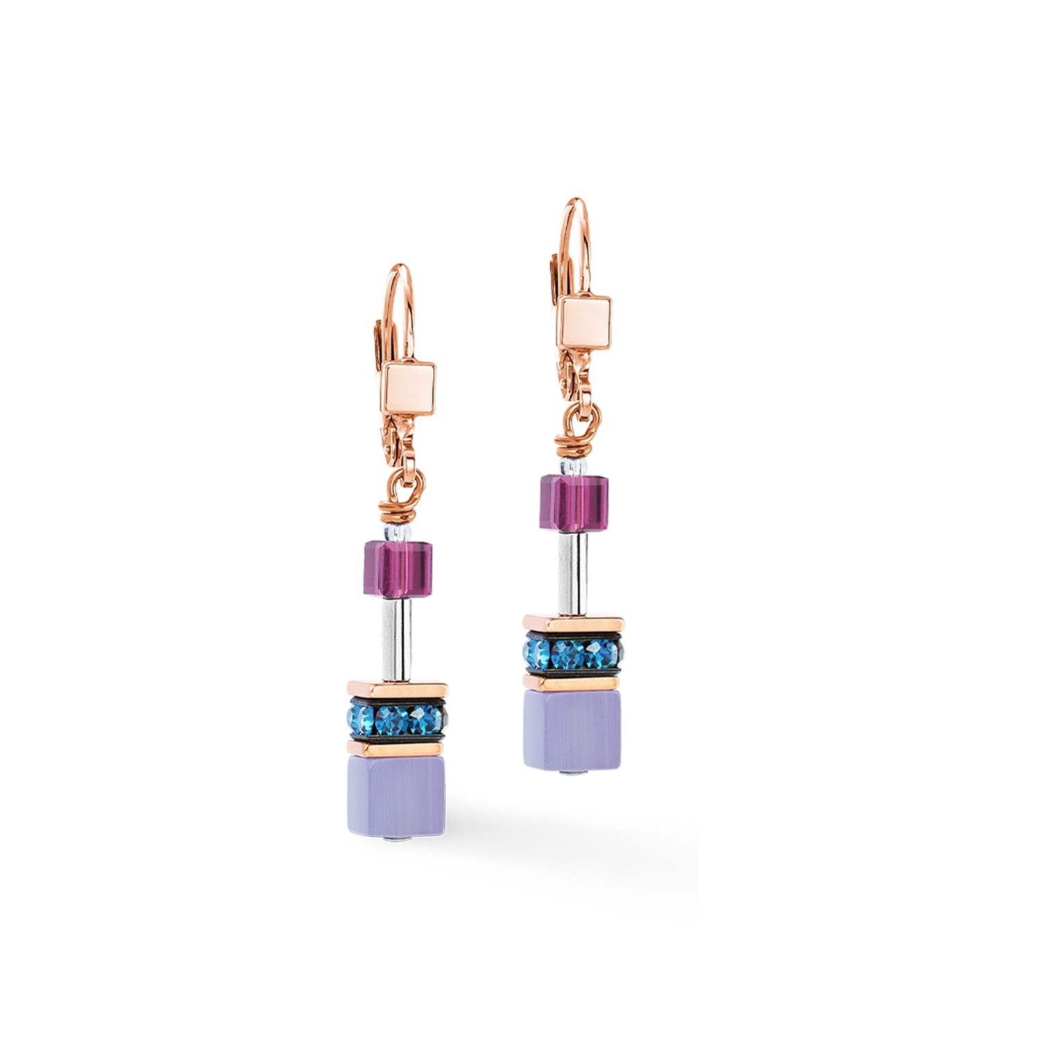 Coeur De Lion Rose Gold GeoCUBE Iconic Blue Moon Earrings - Image 2