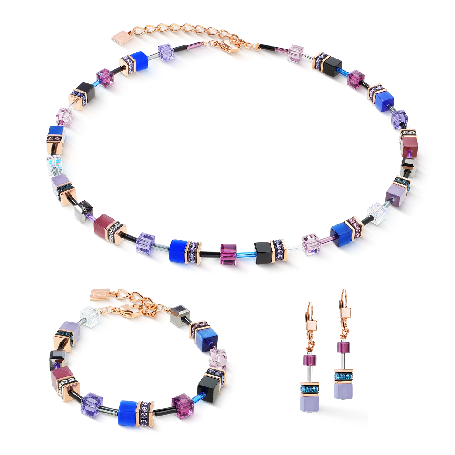 Coeur De Lion Rose Gold GeoCUBE Iconic Blue Moon Earrings - Image 3