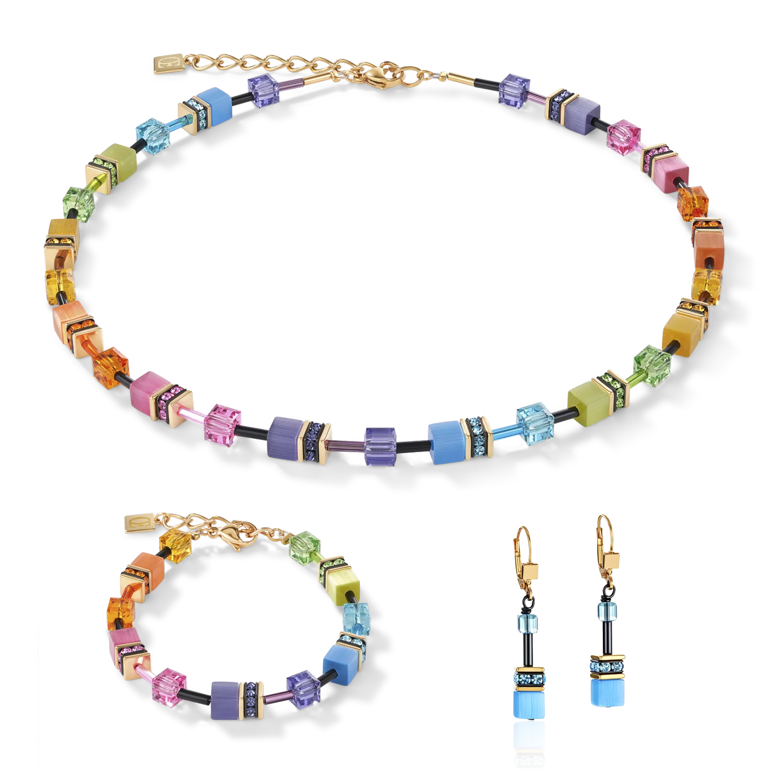Coeur De Lion Gold GeoCUBE Multicolour Rainbow Bracelet - Image 3