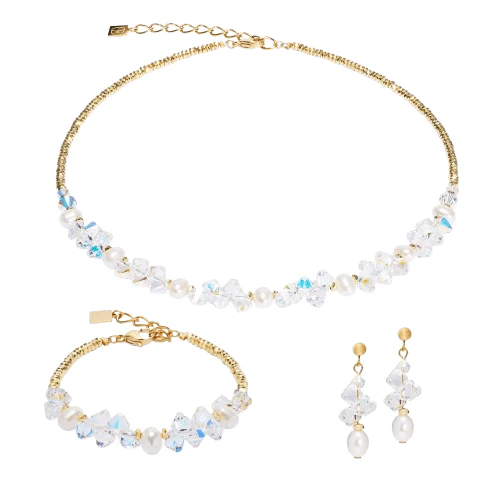 Coeur De Lion Gold Dancing Crystals & Pearls Necklace - Image 2