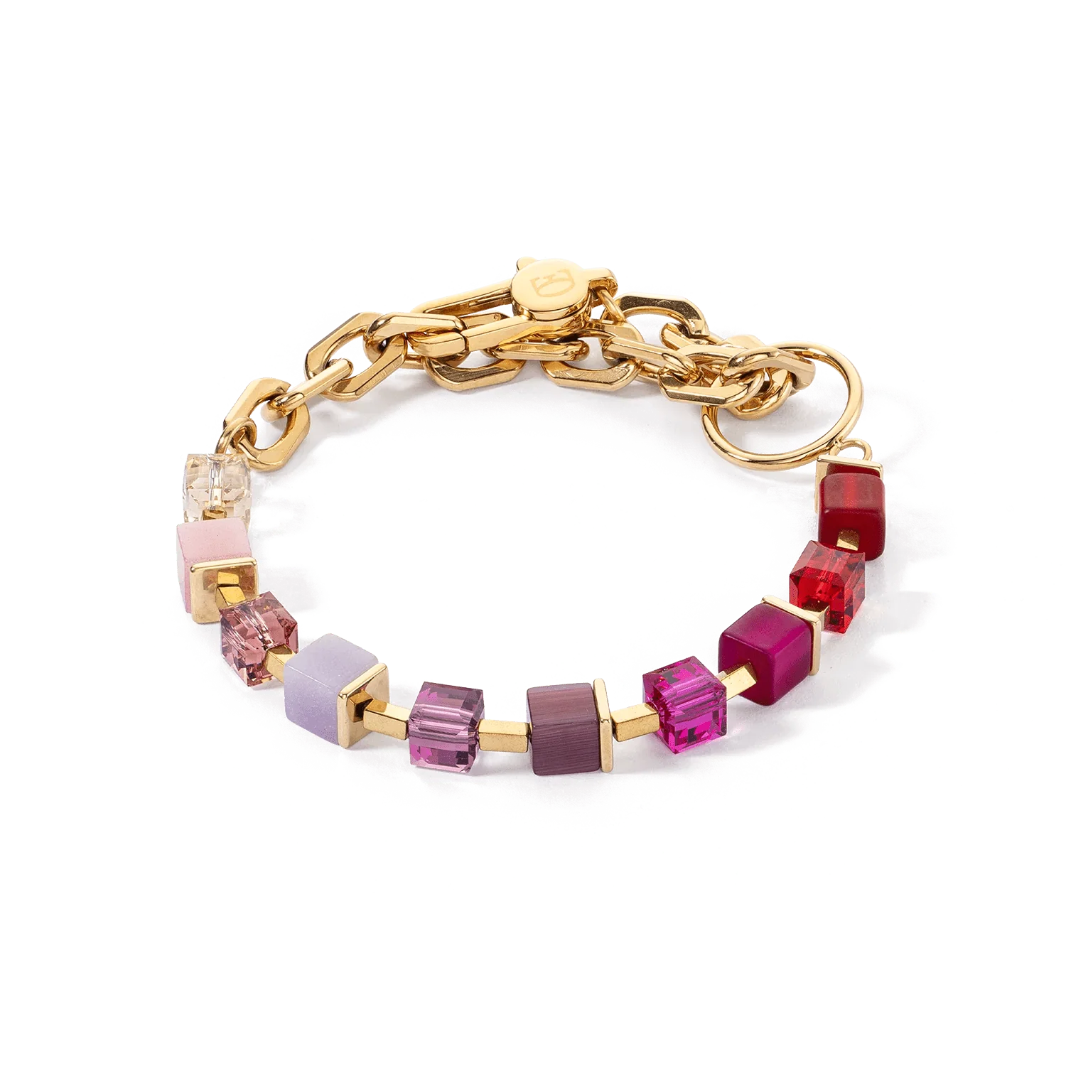 Coeur De Lion Gold GeoCube Fusion Red Bracelet