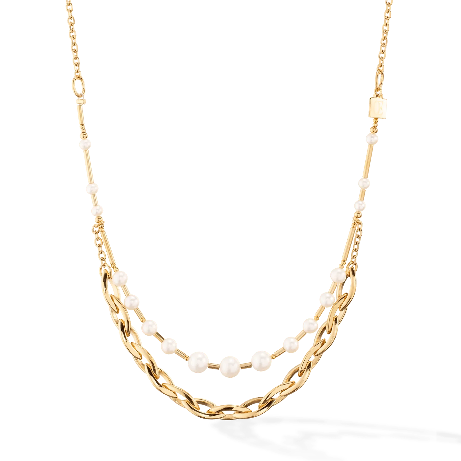 Coeur De Lion Gold Navette Freshwater Pearl Chunky Multiwear Necklace