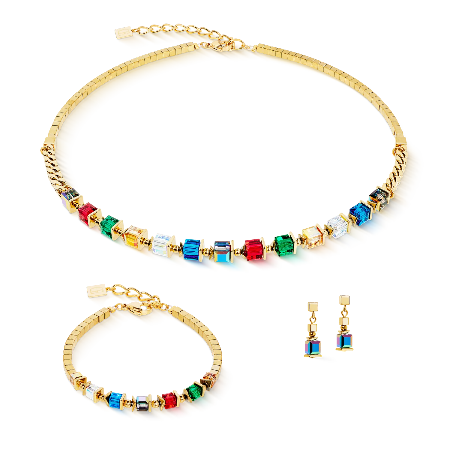 Coeur De Lion Gold Plated Sparkling Cubes Multicolour Fusion Bracelet - Image 3