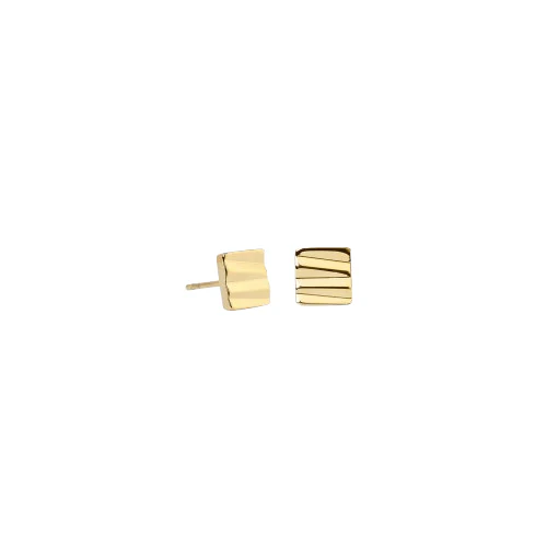 Coeur De Lion Gold Square Wave Stud Earrings