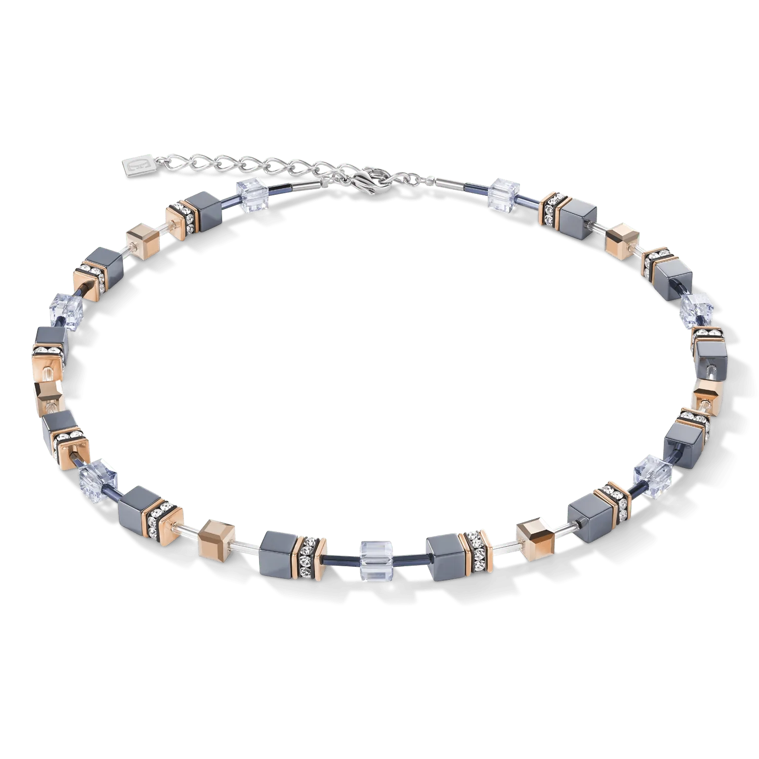 Coeur De Lion Silver GeoCube Ice Blue Necklace